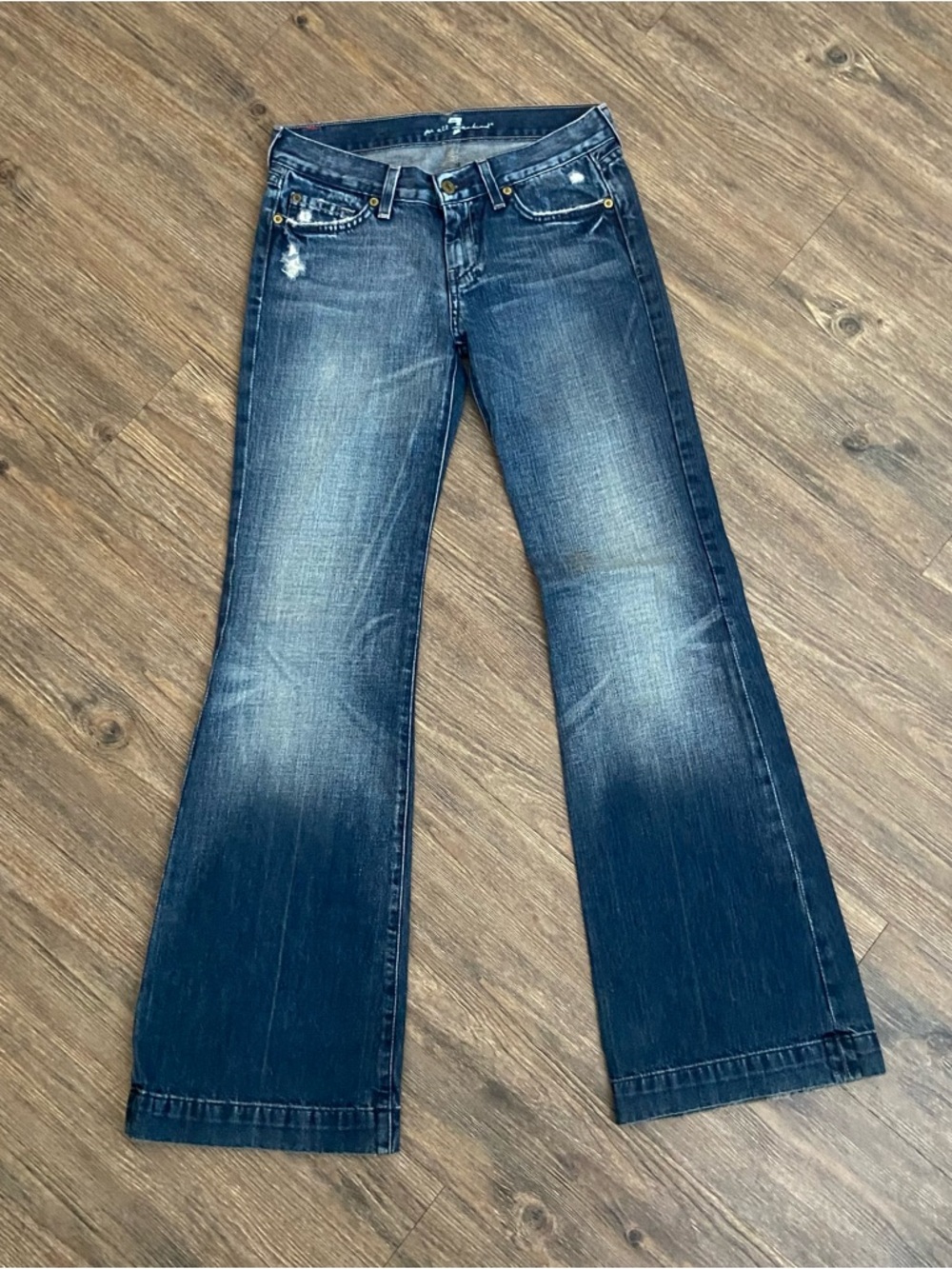 Seven For All Mankind DOJO Flare Low Rise Blue Western Y2K Jeans 26x32